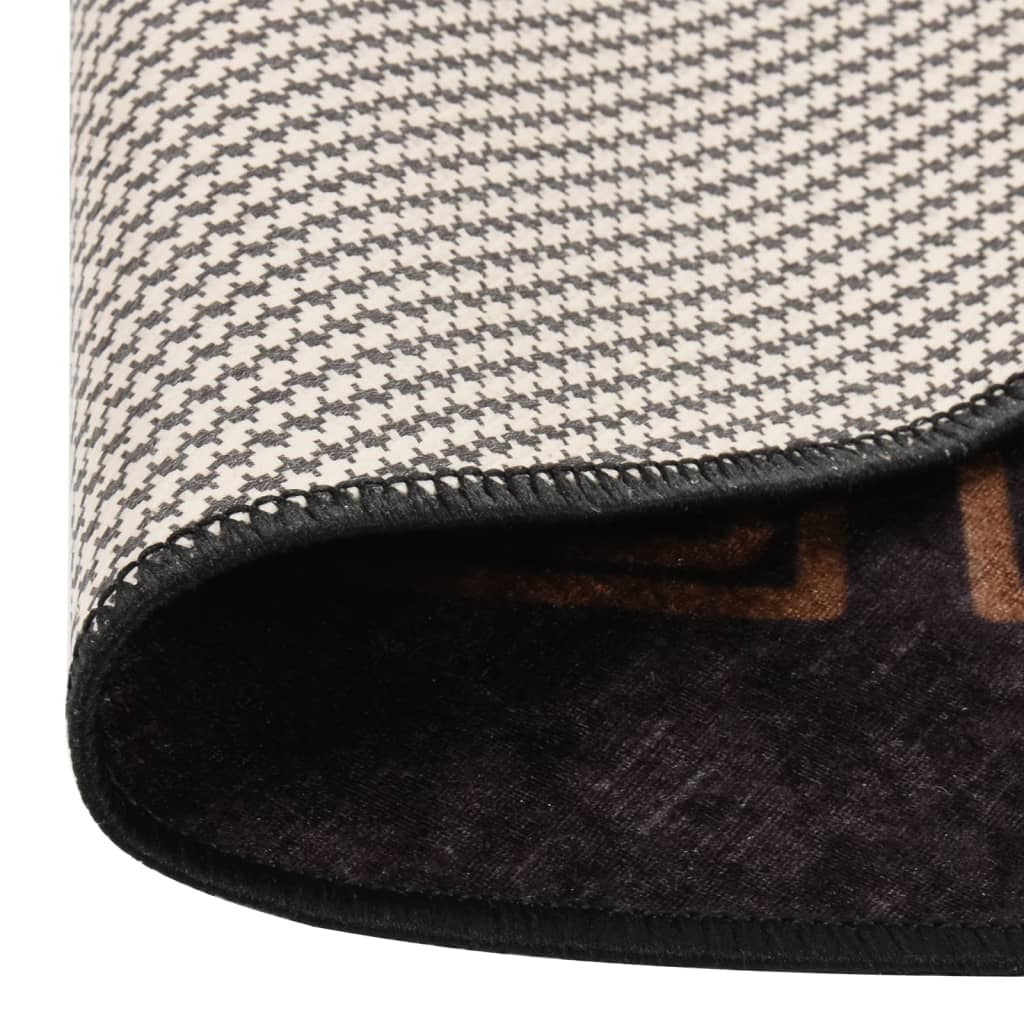 Tapis lavable antidérapant φ120 cm noir et doré