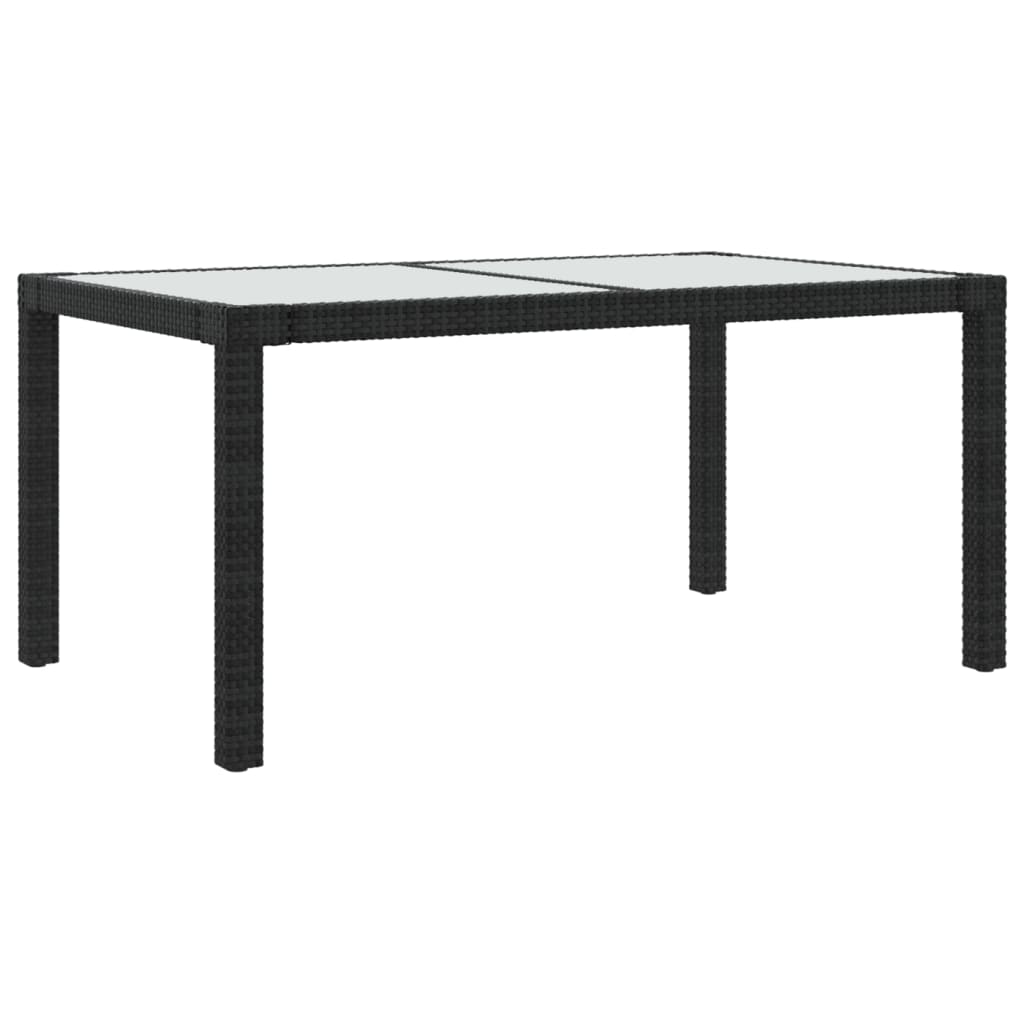 Table de jardin en Verre trempé et résine tressée Noir