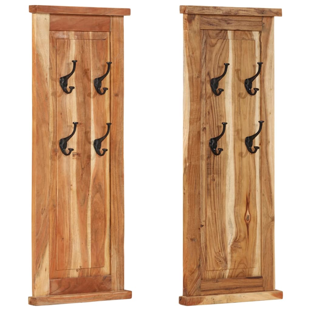 Porte-manteaux 2 pcs en bois d'acacia
