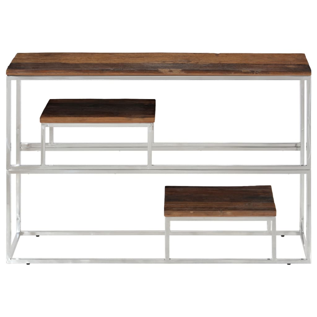 Table console argenté et bois de mélèze