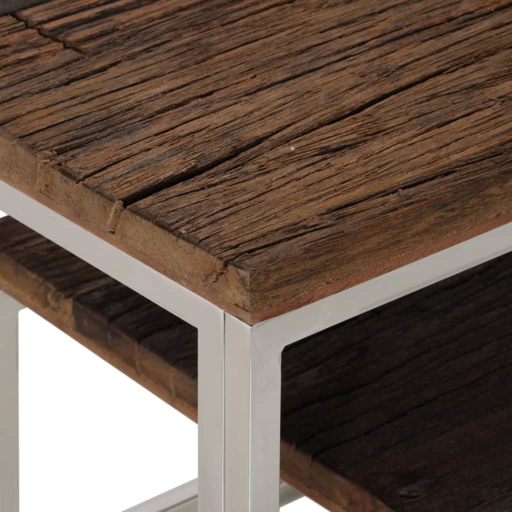 Table console argenté et bois de mélèze