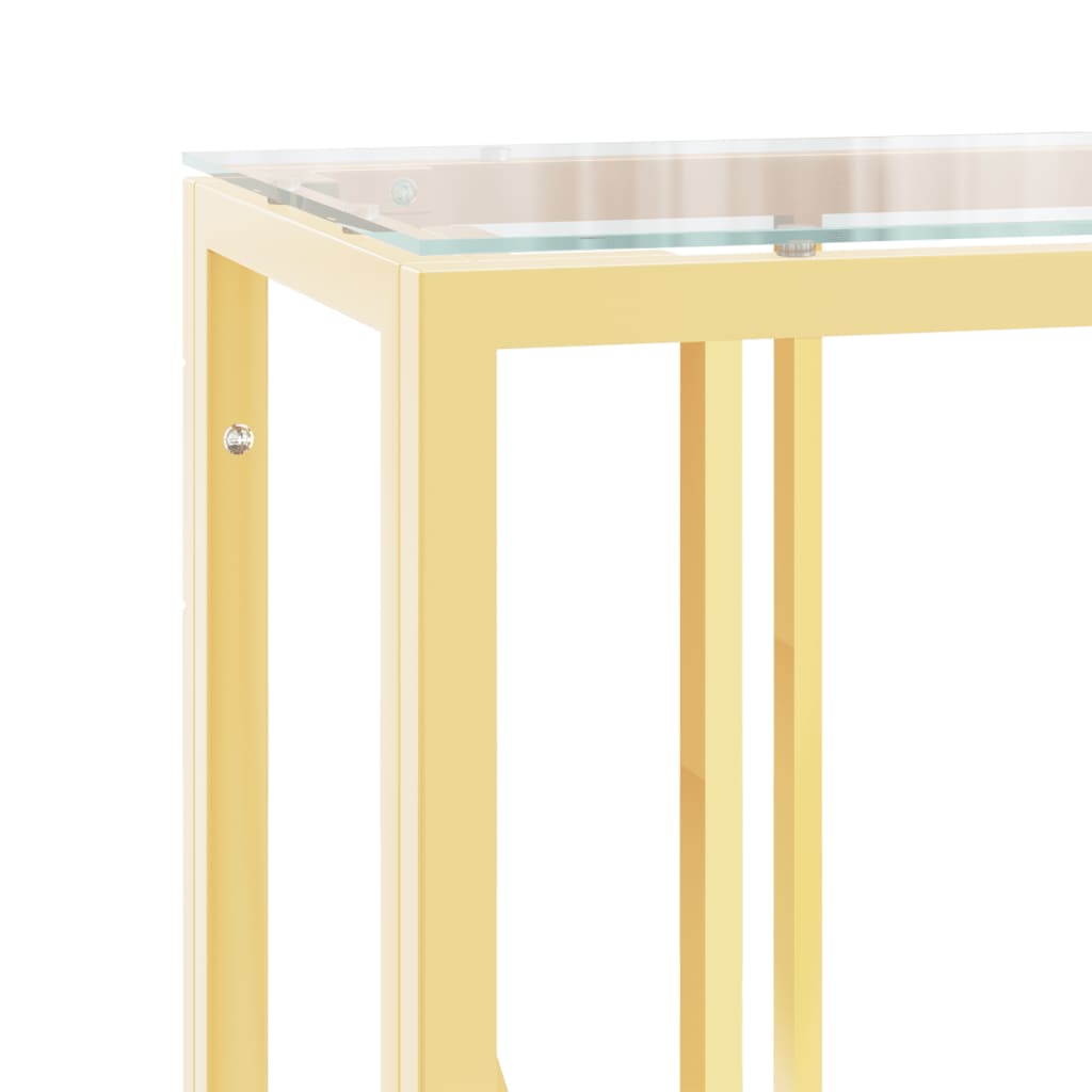 Table console en acier inoxydable et verre