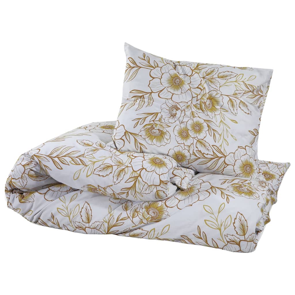 Ensemble de housse de couette blanc et marron Coton