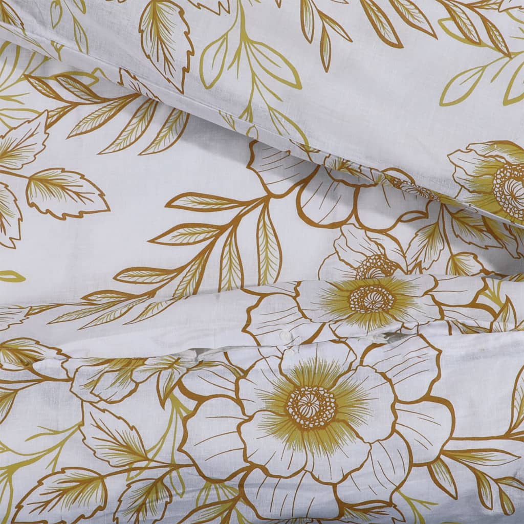 Ensemble de housse de couette blanc et marron Coton