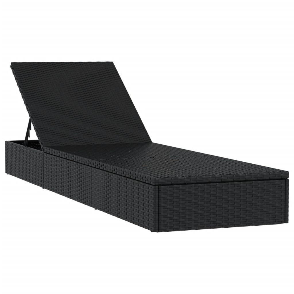 Chaise longue 1pc noir résine tressée