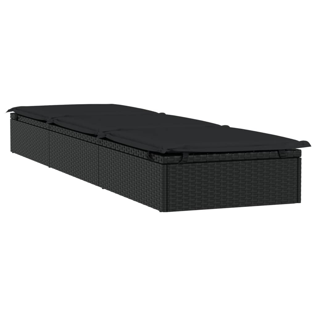 Chaise longue 1pc noir résine tressée