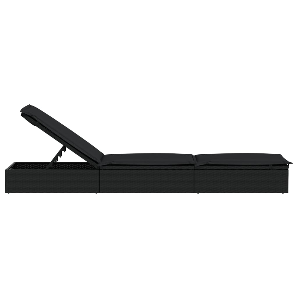 Chaise longue 1pc noir résine tressée