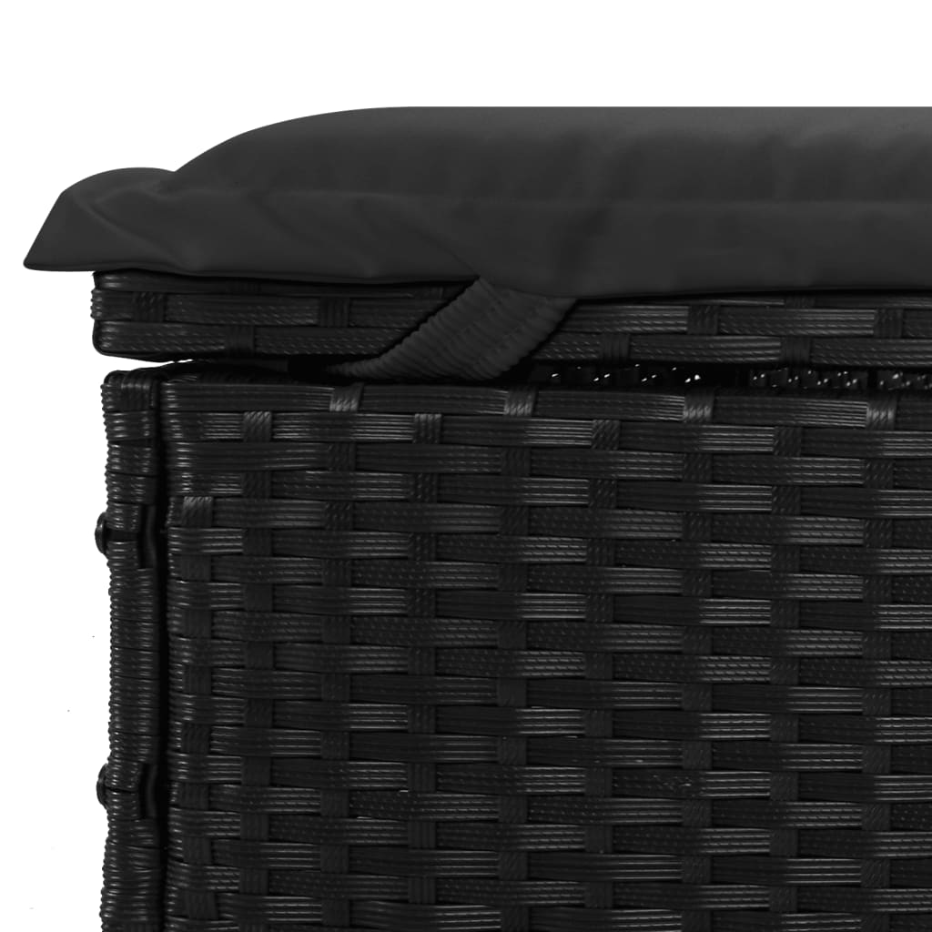 Chaise longue 1pc noir résine tressée