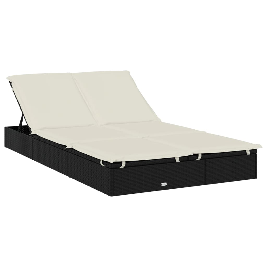 Chaise longue noir résine tressée