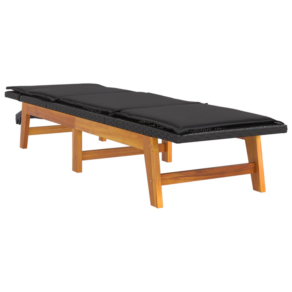 Chaise longue noir en bois d'acacia