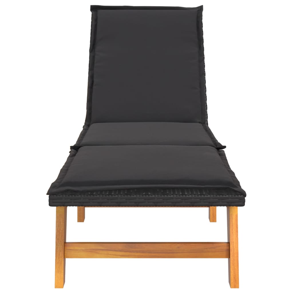 Chaise longue noir en bois d'acacia
