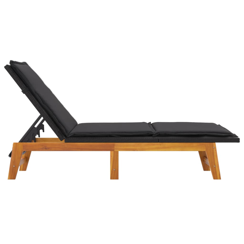 Chaise longue noir en bois d'acacia