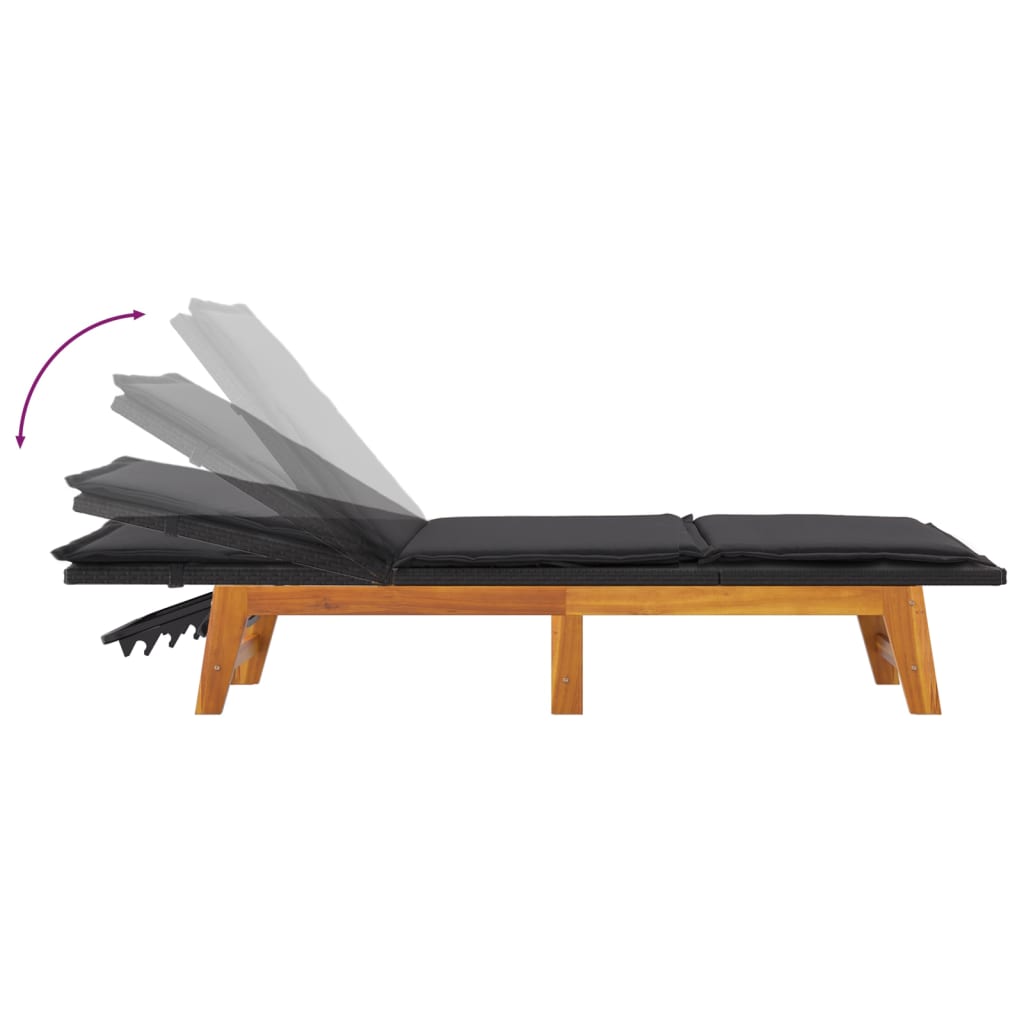 Chaise longue noir en bois d'acacia
