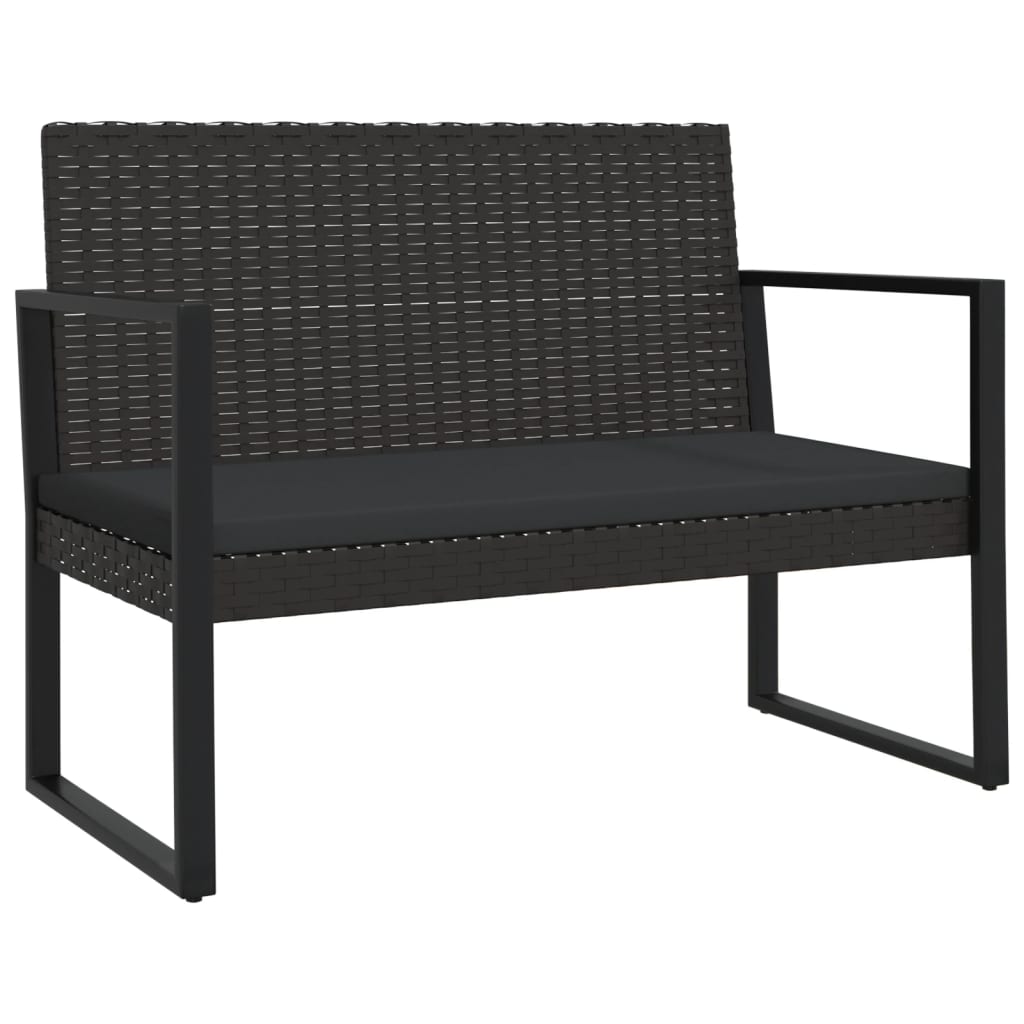 Banc de jardin noir en résine tressée