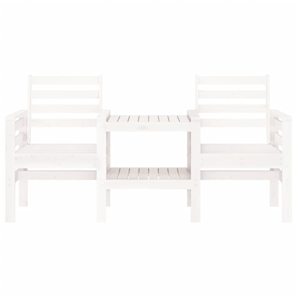 Banc de jardin blanc en bois de pin