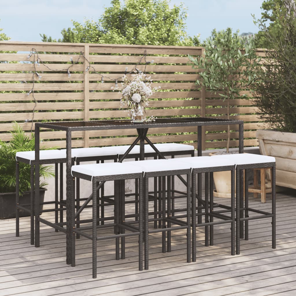 Ensemble 9 noir rattan