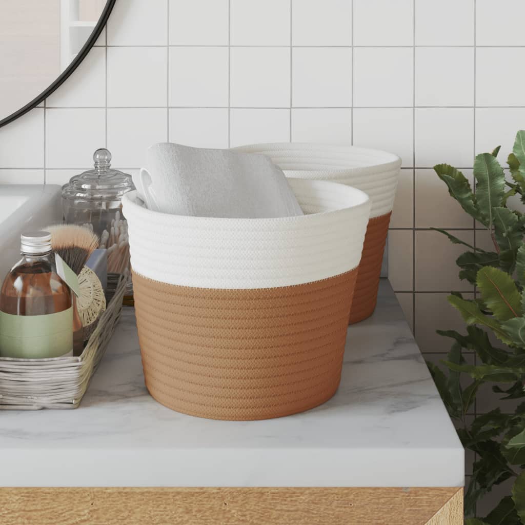 Paniers de rangement 2 pcs marron et blanc