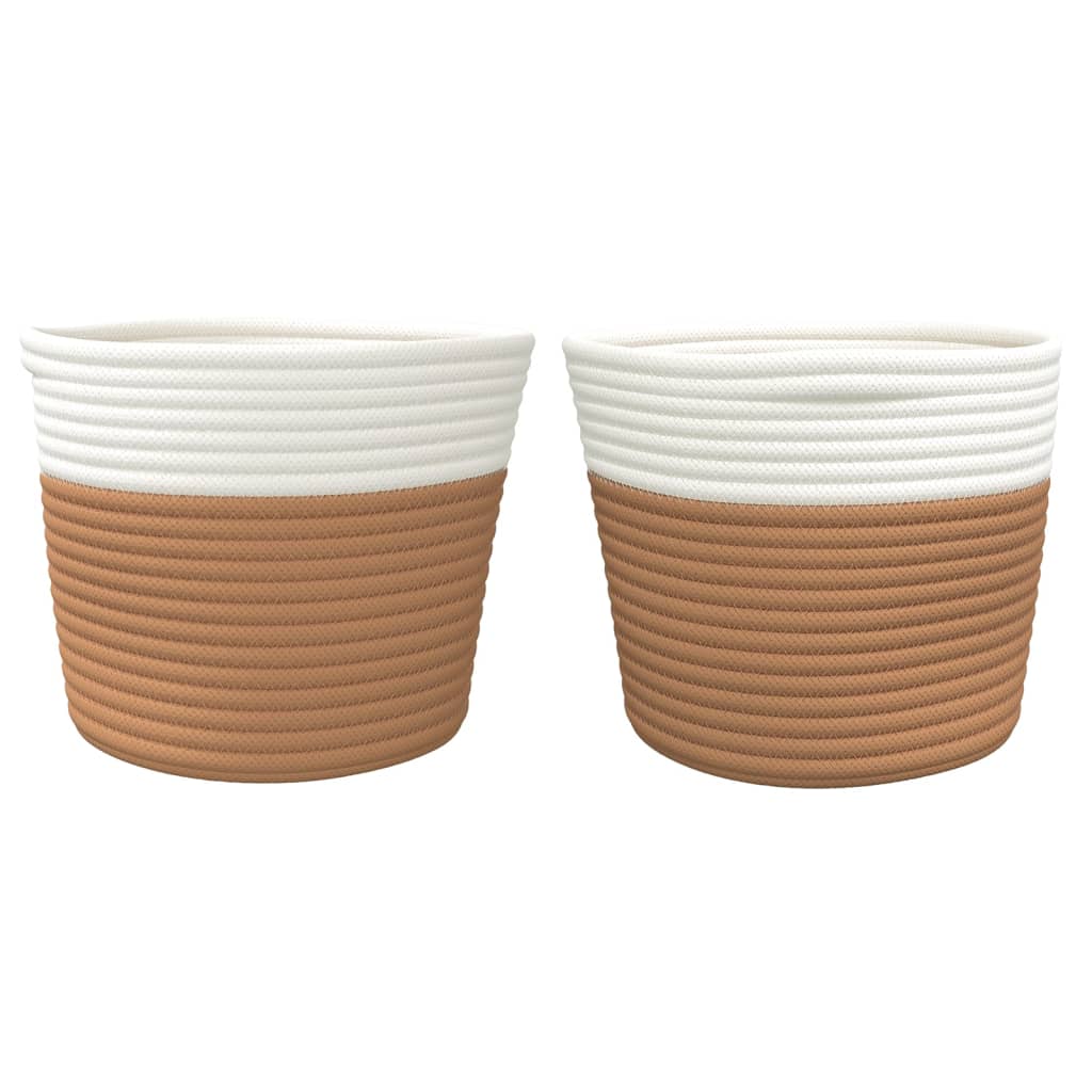 Paniers de rangement 2 pcs marron et blanc