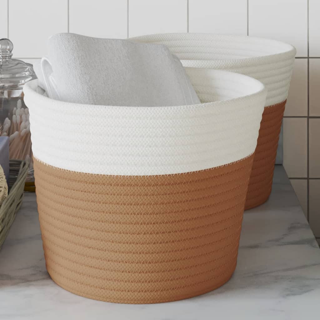 Paniers de rangement 2 pcs marron et blanc