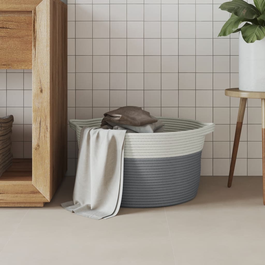 Panier de rangement gris et blanc