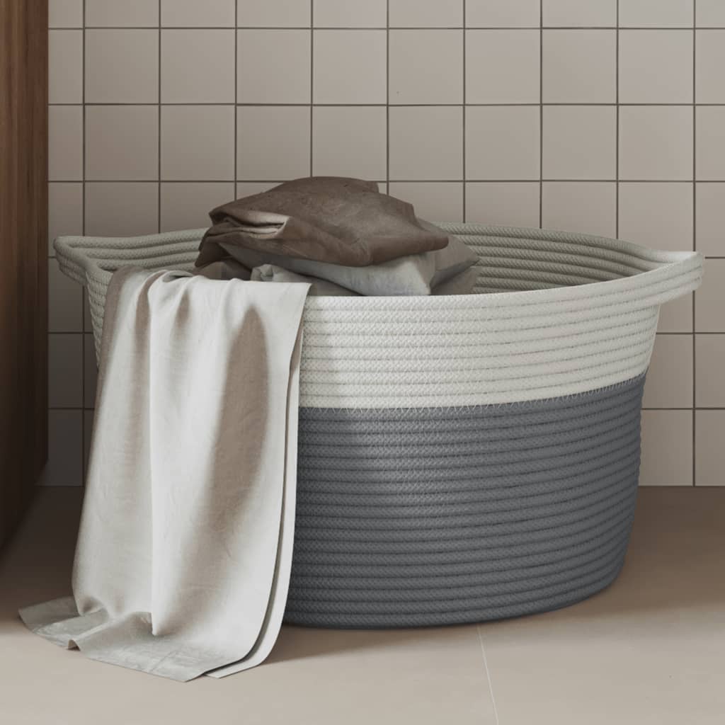 Panier de rangement gris et blanc