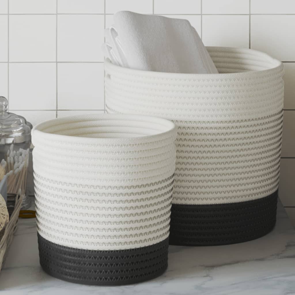 Paniers de rangement 2 pcs blanc et noir