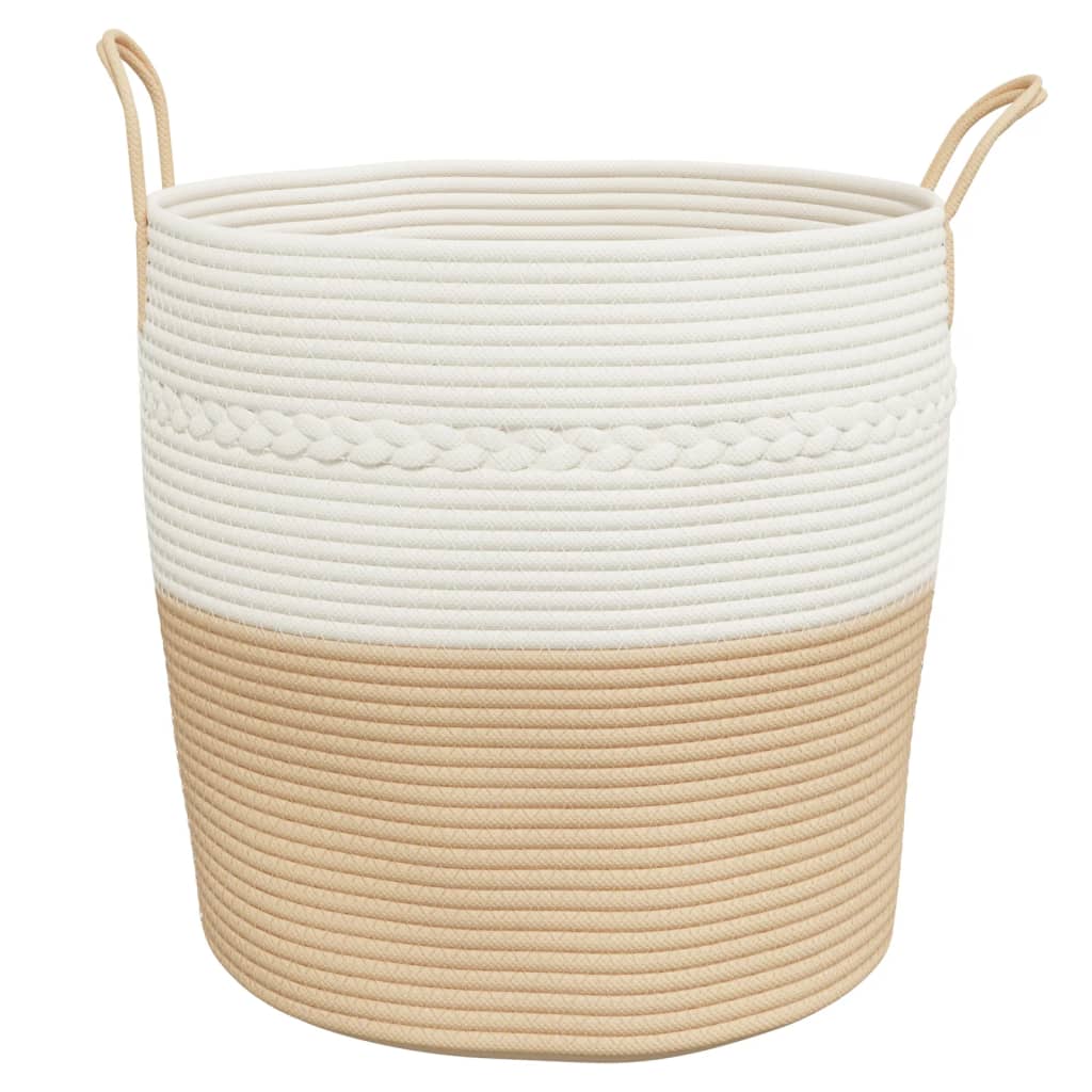 Panier de rangement beige et blanc