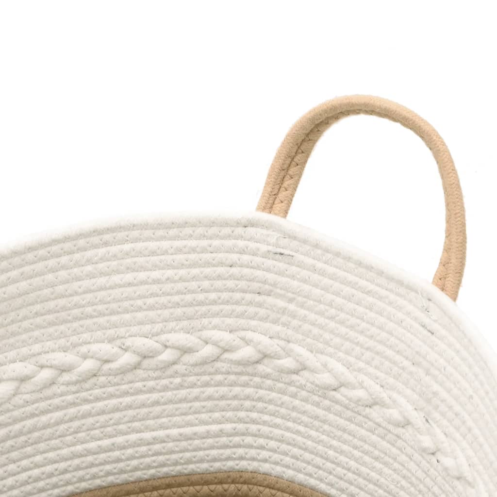 Panier de rangement beige et blanc