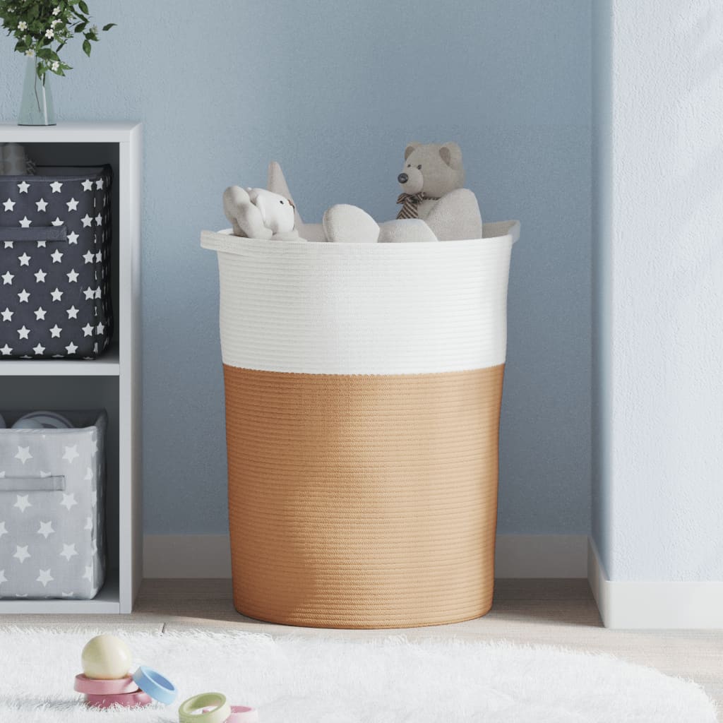 Panier de rangement marron et blanc