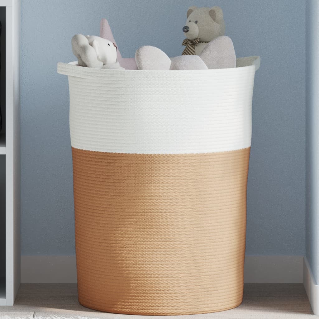 Panier de rangement marron et blanc