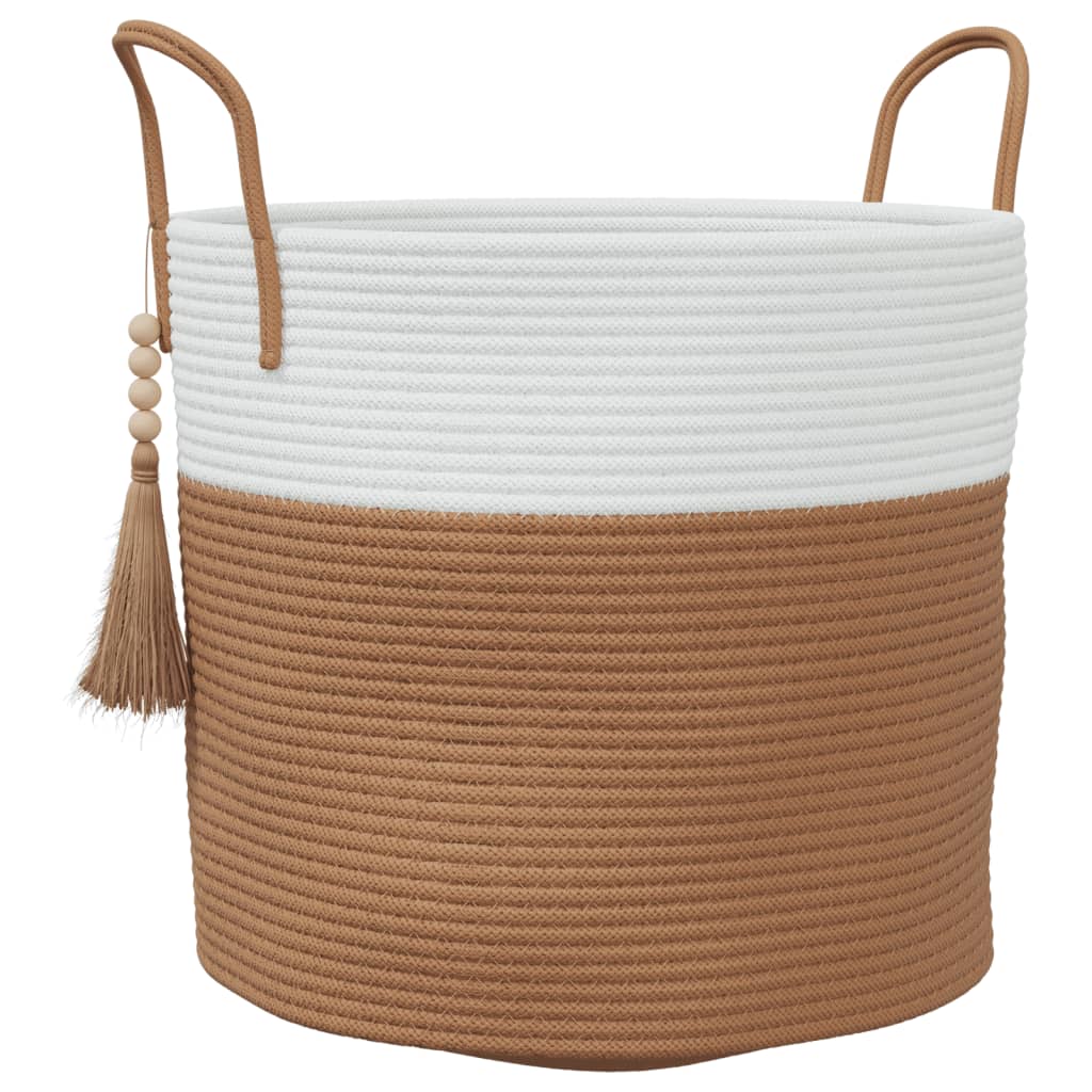 Panier de rangement marron et blanc
