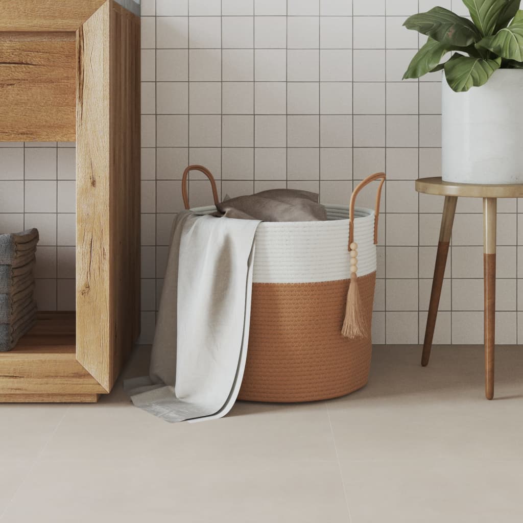 Panier de rangement marron et blanc