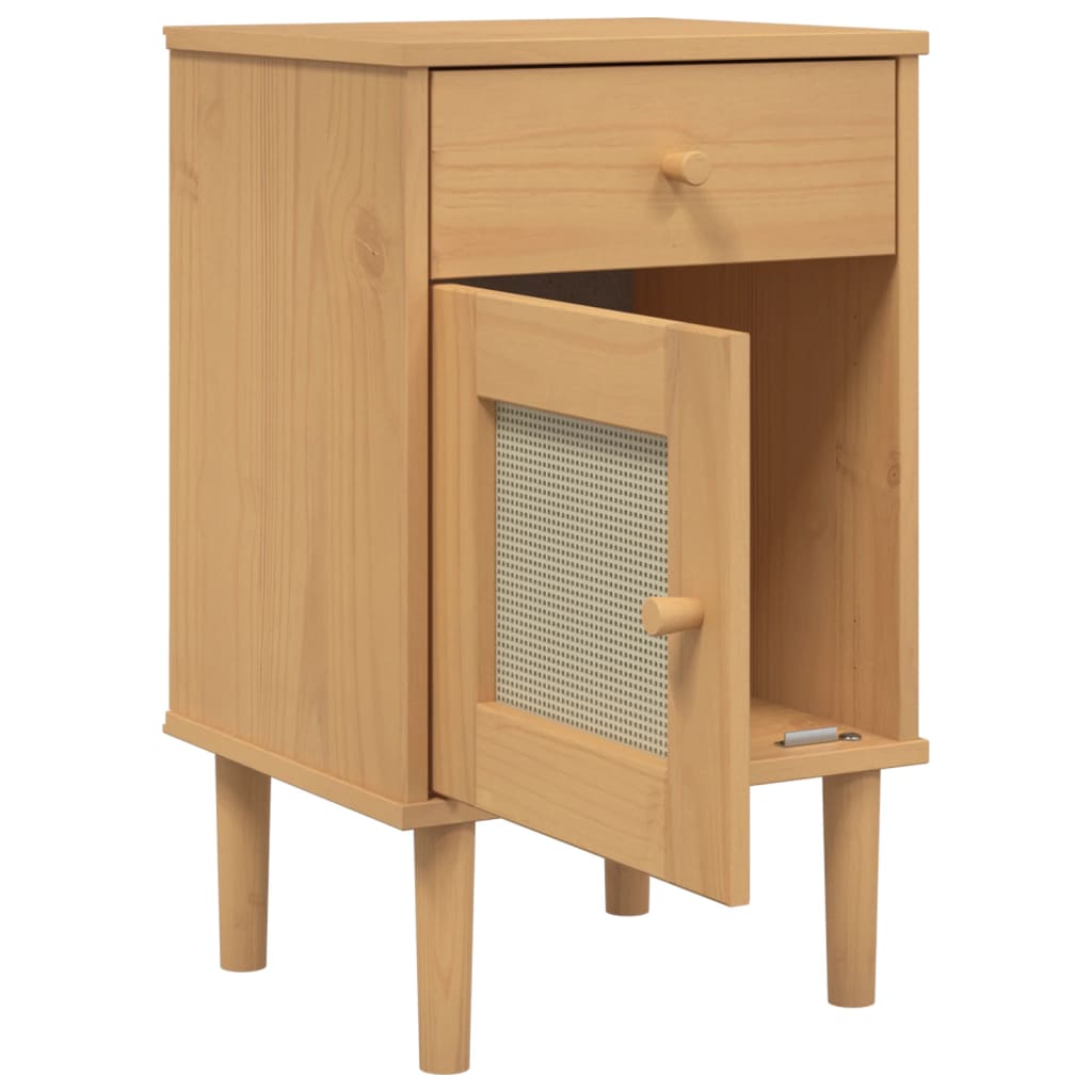 Table de chevet aspect de rotin marron