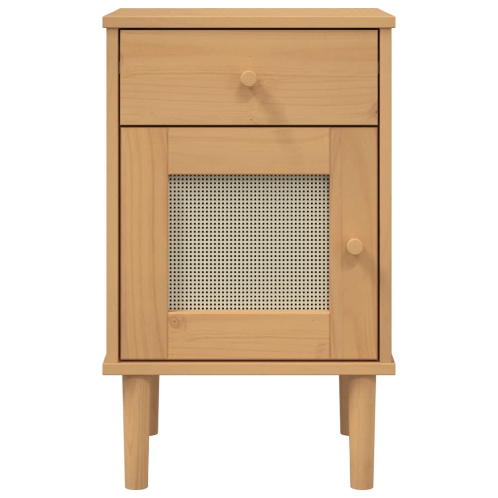 Table de chevet aspect de rotin marron