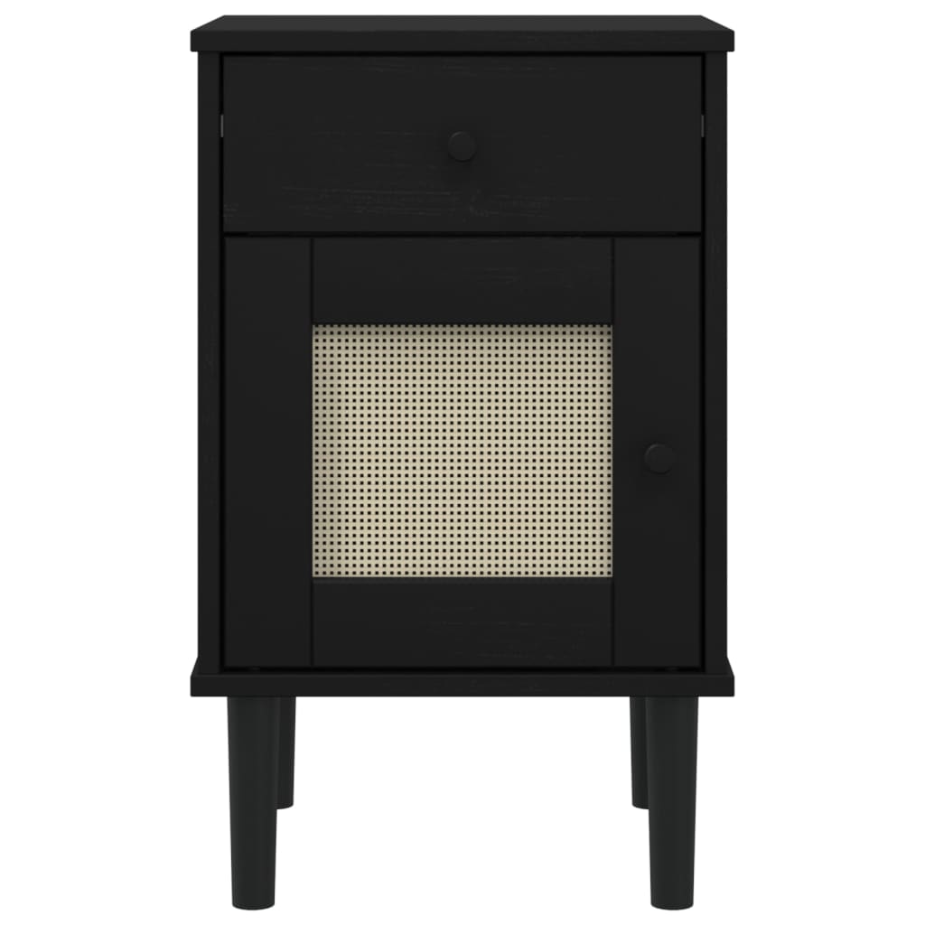 Table de chevet aspect de rotin noir