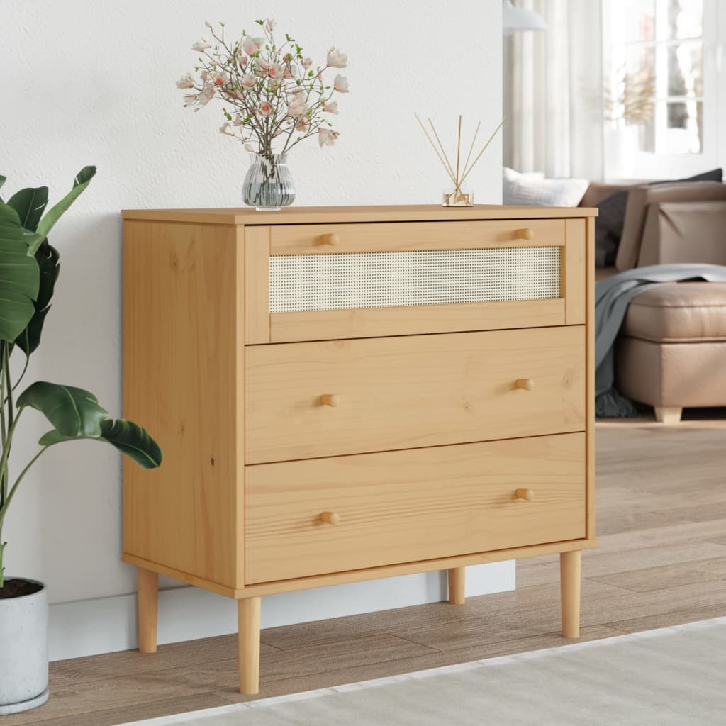 Commode aspect de rotin marron
