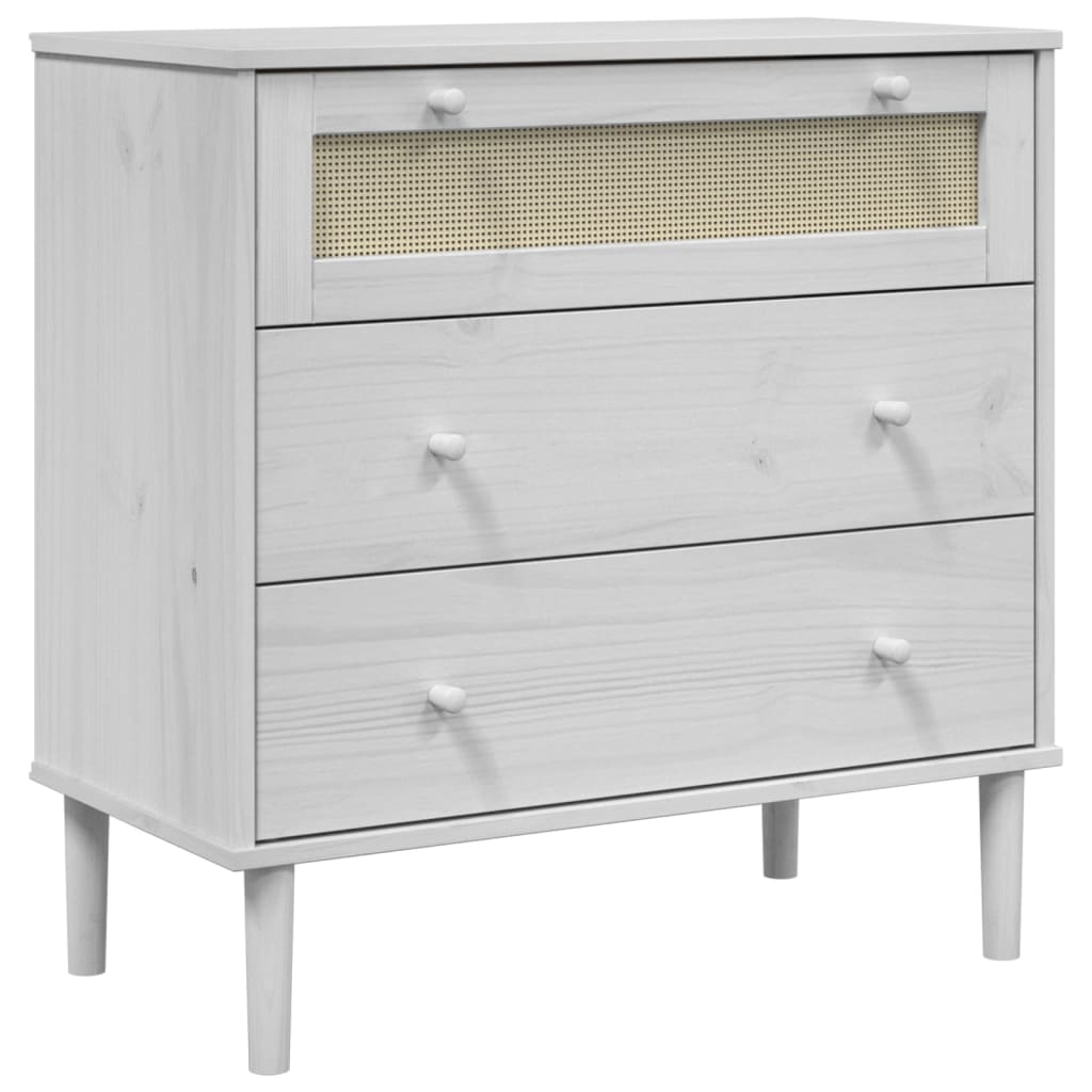 Commode aspect de rotin blanc