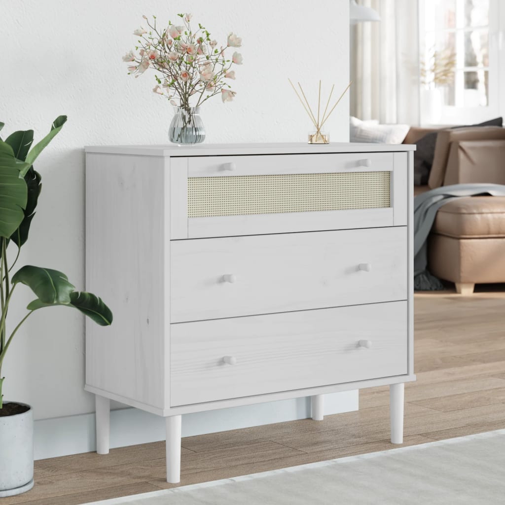 Commode aspect de rotin blanc