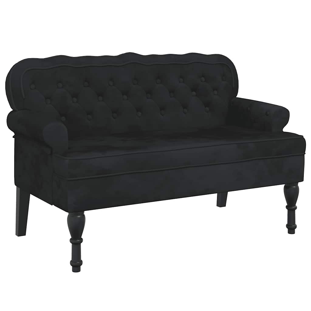 Banc baroque avec dossier noir en velours