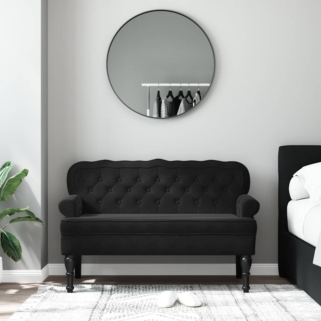 Banc baroque avec dossier noir en velours