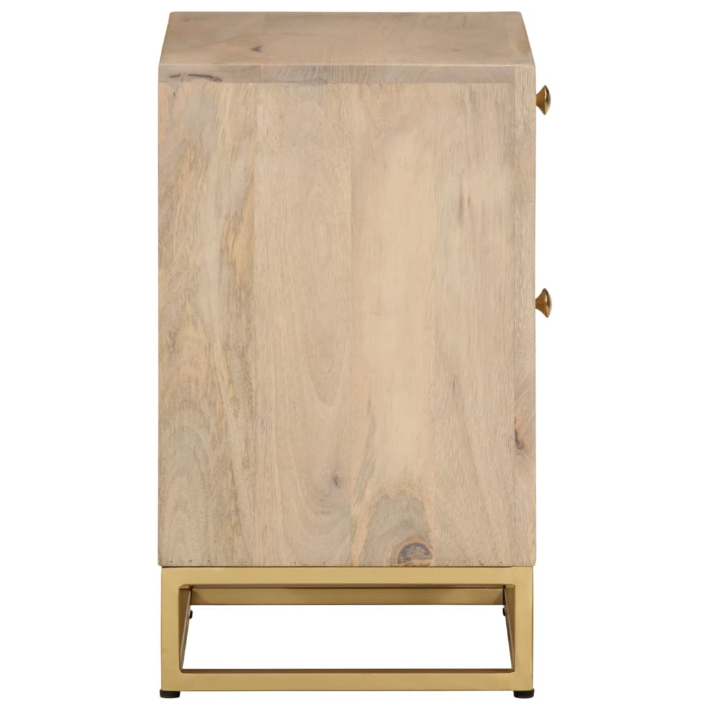 Table de chevet en bois de manguier et doré