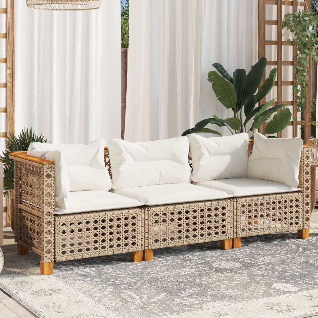 Canapé de jardin 3 places beige