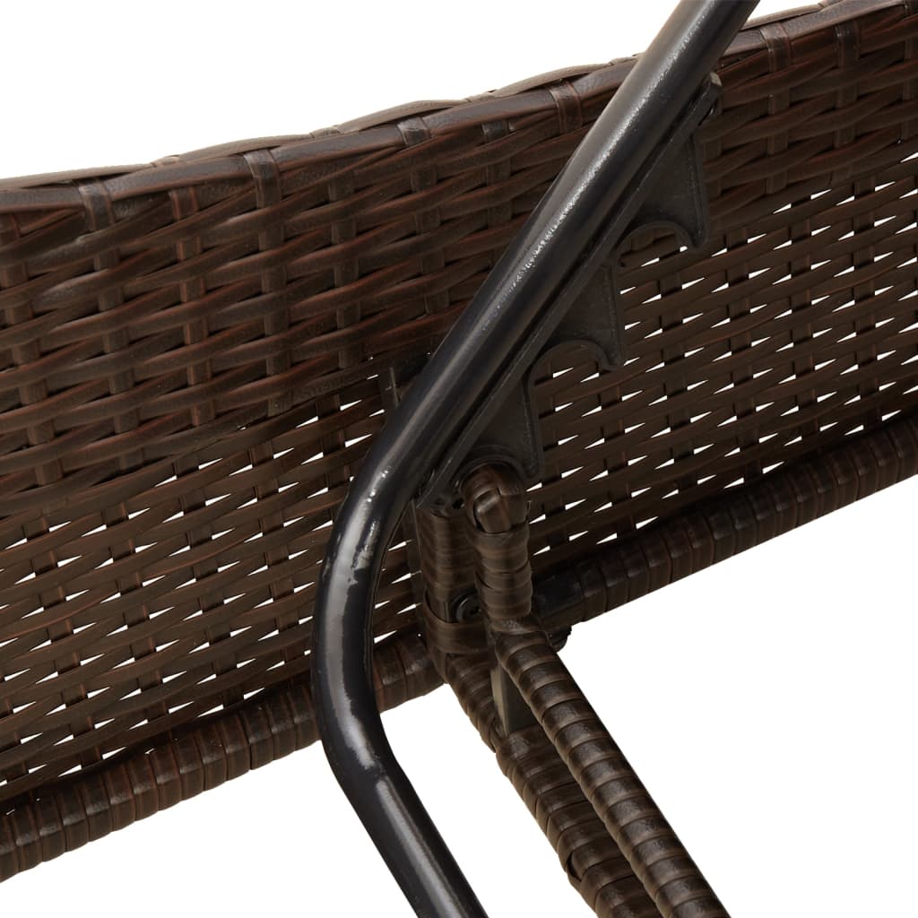 Chaise longue avec coussins marron en résine tressée