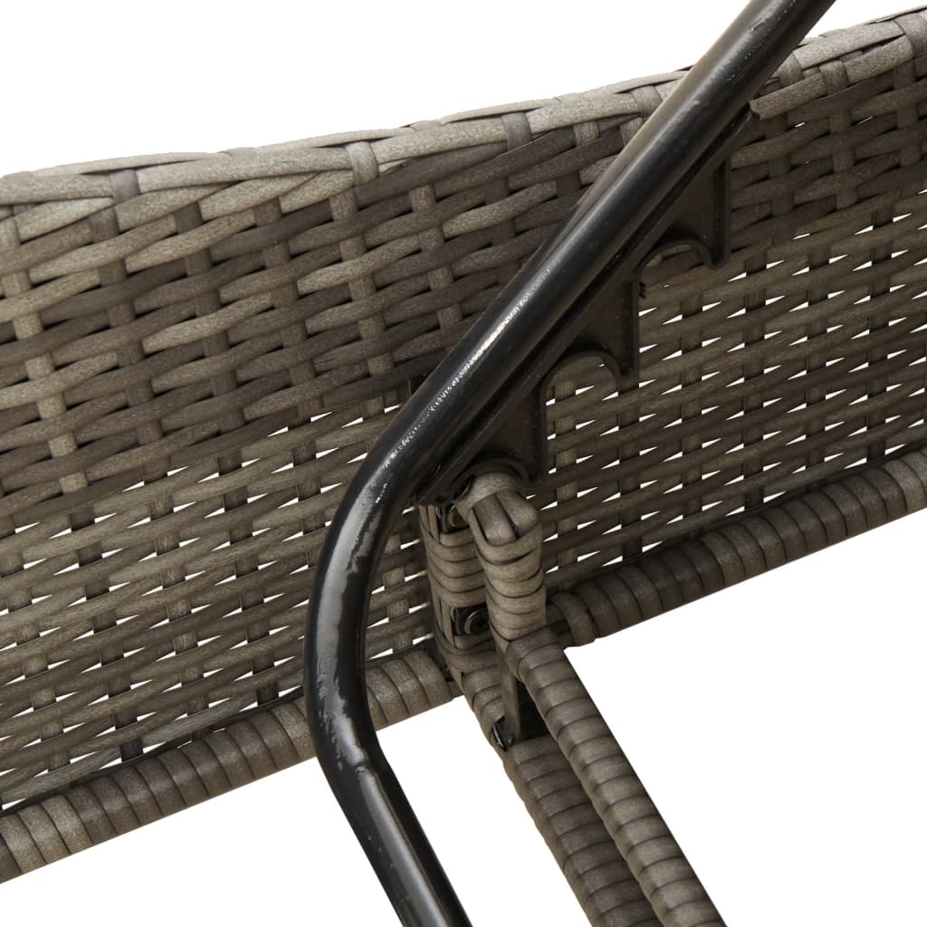 Chaise longue avec coussins gris en résine tressée