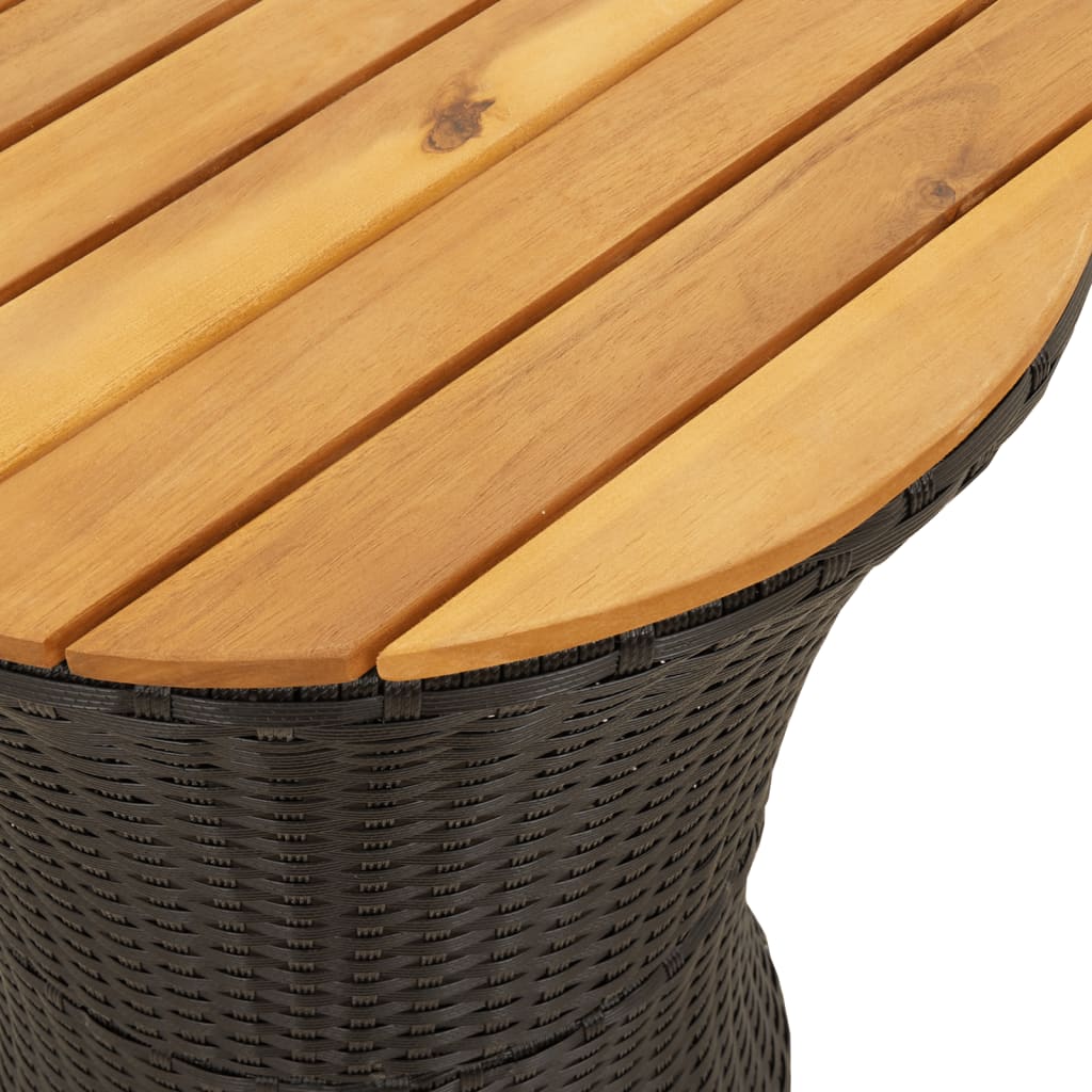 Table d'appoint de jardin noir rotin et bois