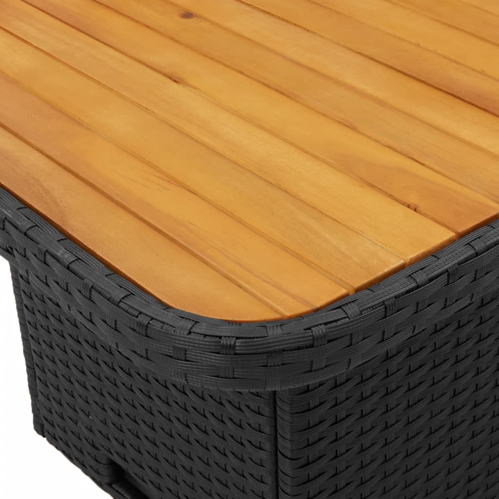 Table de jardin noir en résine tressée et bois acacia