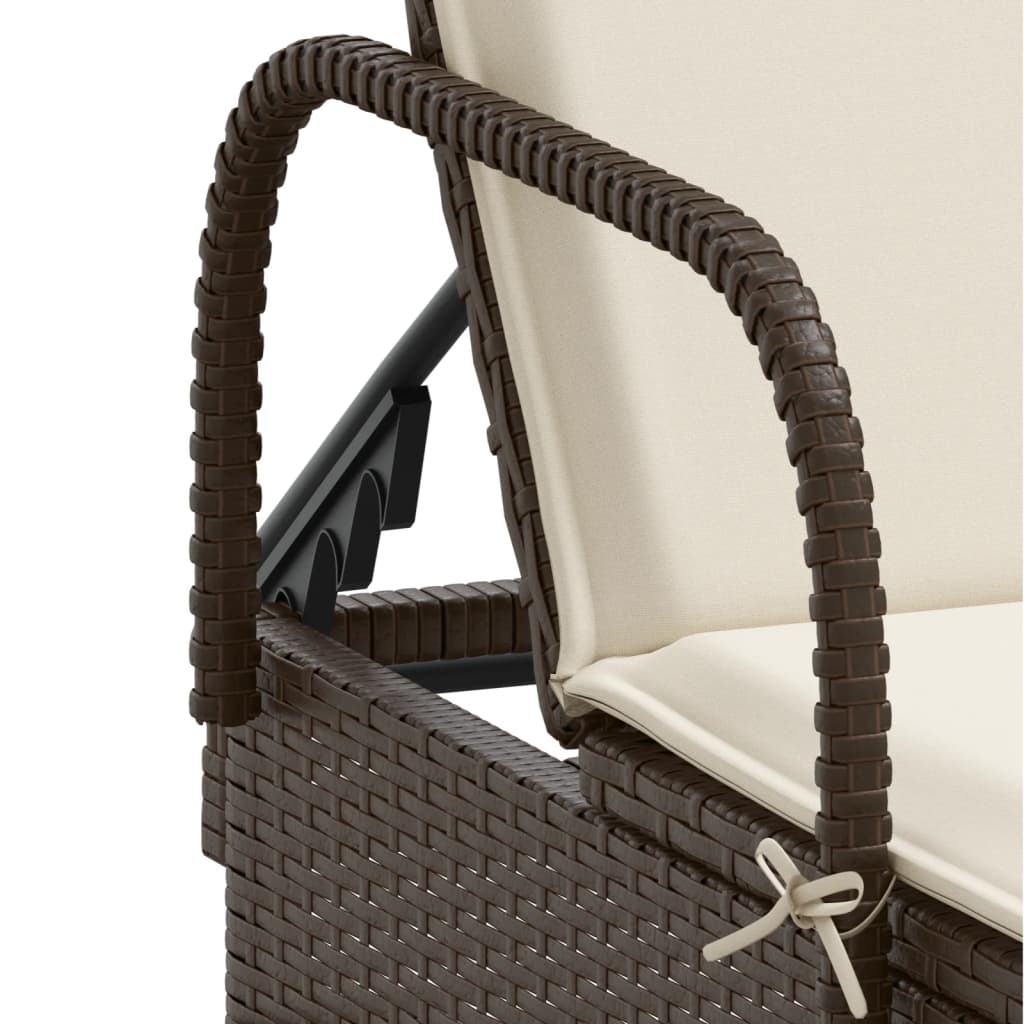 Chaise longue avec roues et coussin marron