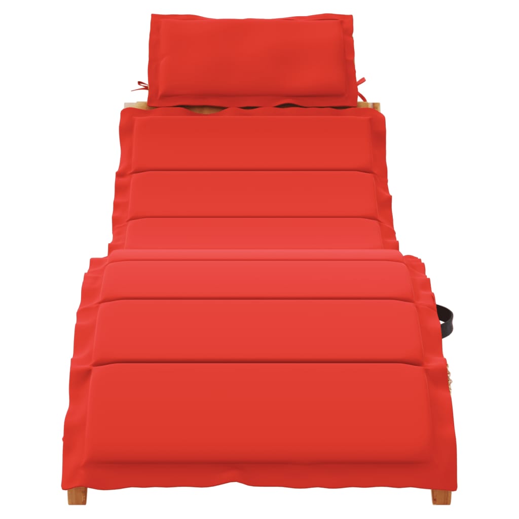 Chaise longue avec coussin rouge bois d'acacia