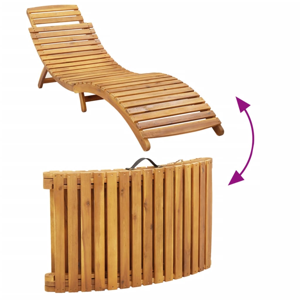Chaise longue avec coussin rouge bois d'acacia