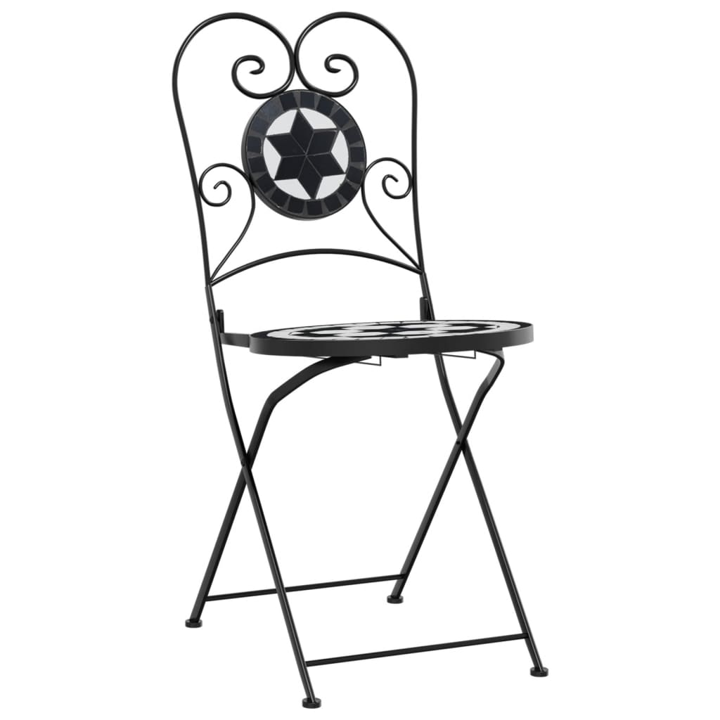 Chaises de bistro noir et blanc en céramique